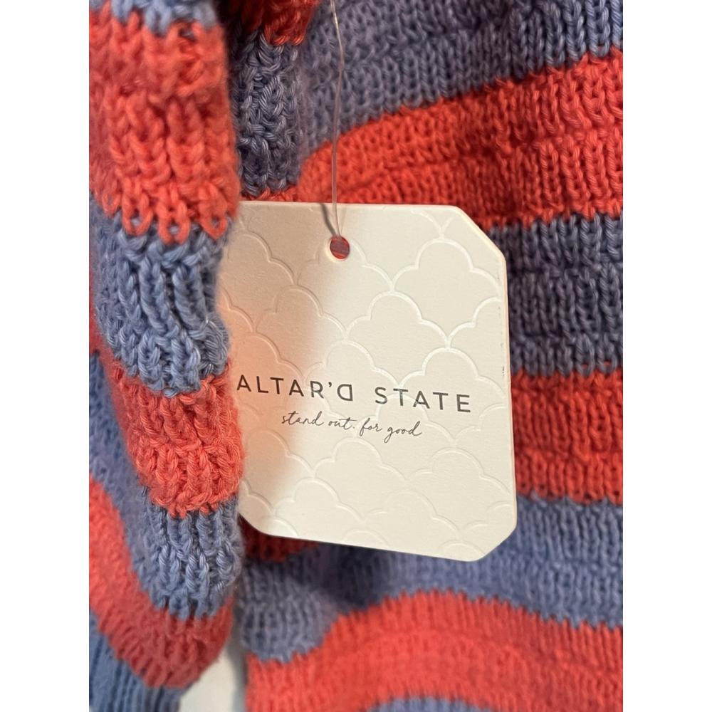 Altar'd State Cropped Striped Sweater Blue Orange Size Small - Picture 8 of 10
